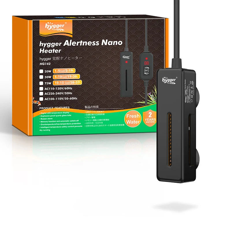Calentador Nano para Acuario Pequeño con Alarma Digital | Hygger HG142